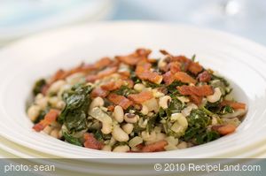 Southern Living Braised Collards with Bacon and Black-Eyed Peas