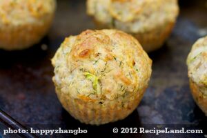 Carrot, Zucchini, Dill-Cheddar Muffins