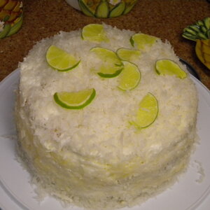 Coconut Cream Cake with Lemon and Lime Filling