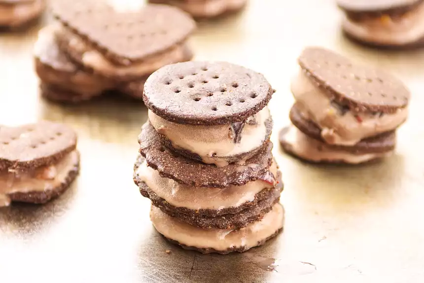 Oreo Cookie and Chocolate Ice Cream Sandwiches