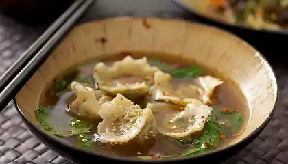 Veggie Jiao Zi (Chinese Dumpling) Soup