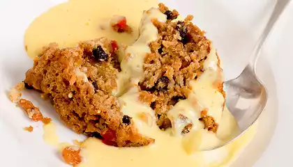 Christmas Pudding With Vanilla-Bean Custard