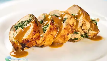 Spinach Ricotta Stuffed Chicken Breasts with Lemon White Wine Sauce