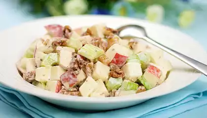 Apple, Celery Salad with Creamy Toasted Walnuts Dressing