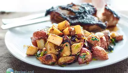 Garlic and Soy Roasted Potatoes with Scallions 