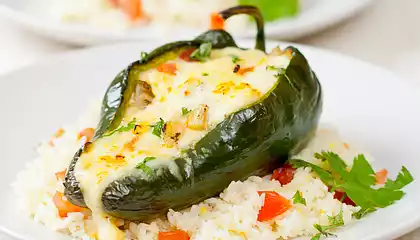 Chicken Cheese Stuffed Poblano Peppers