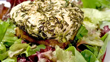 Warm Chévre and Apple Rings with Manitoba Hemp Seed Oil Vinaigrette