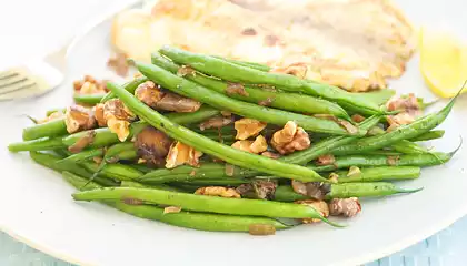 Simply Seared Tilapia with Green Beans and Toasted Walnuts