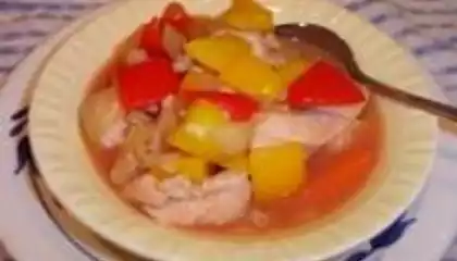 Crockpot Sweet and Sour Chicken Stew with Sweet Peppers