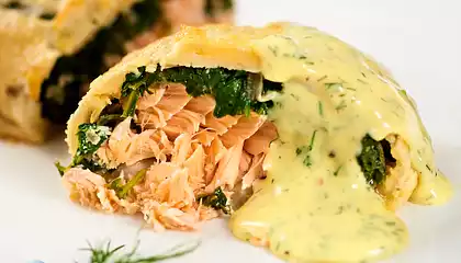 Salmon Wellington with Dilled Hollandaise