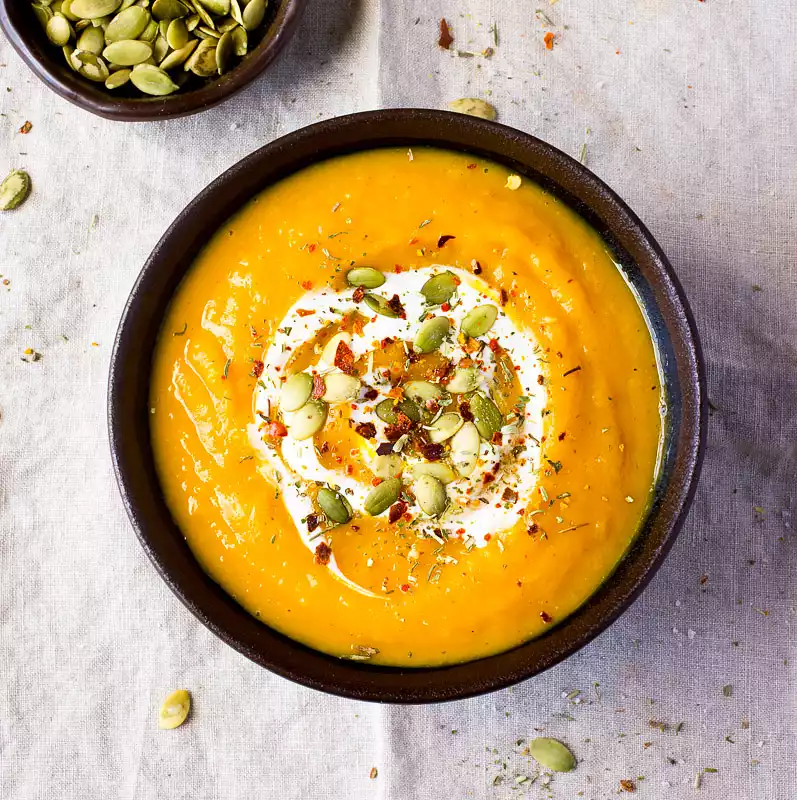 Butternut Squash Soup with Ginger and Lime