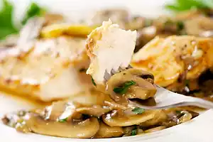 Baked Lemon Chicken with Mushroom Sauce 