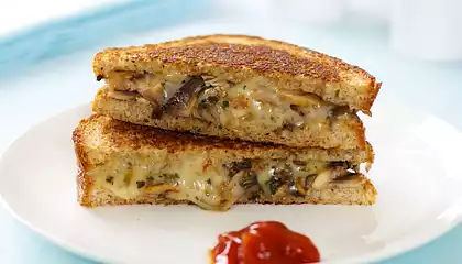 Browned Mushroom Grilled Cheese Sandwich