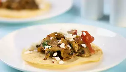 Sauteed Mushrooms, Onion, and Chipotle Chile with Corn Tortillas