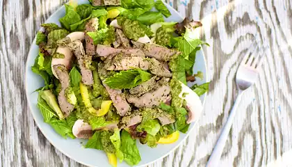 Warm Lamb Salad with Mixed Greens